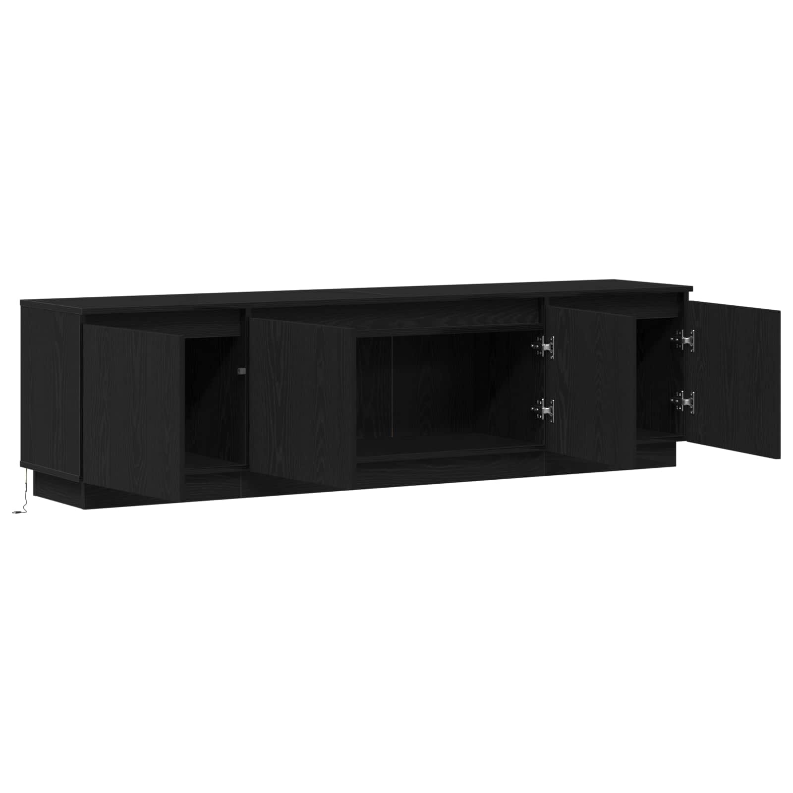 TV skapītis ar LED apgaismojumu melns ozols 180 x 38 x 49 cm