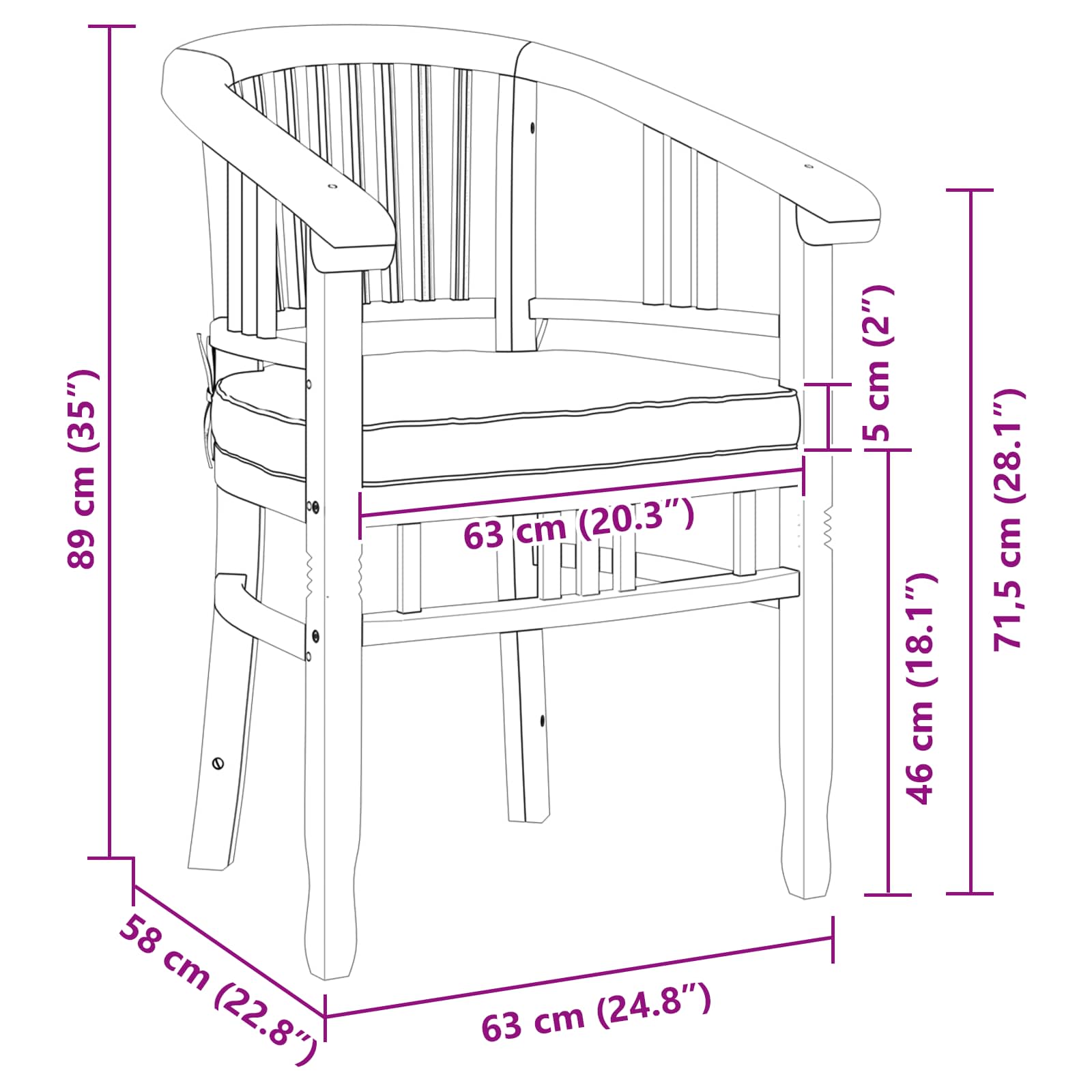 Kėdė 2 pcs Ruda 63 x 58 x 89 cm Kieto teka medžio