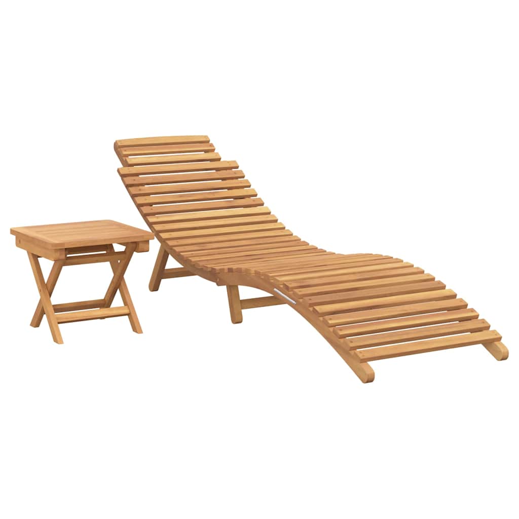 Saulės gultas 2 pcs Ruda Kieto teka medžio