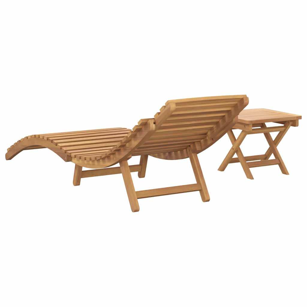 Saulės gultas 2 pcs Ruda Kieto teka medžio