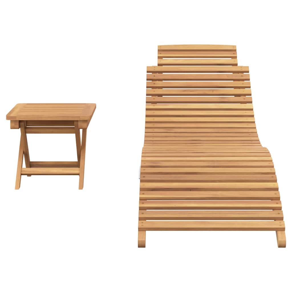 Saulės gultas 2 pcs Ruda Kieto teka medžio