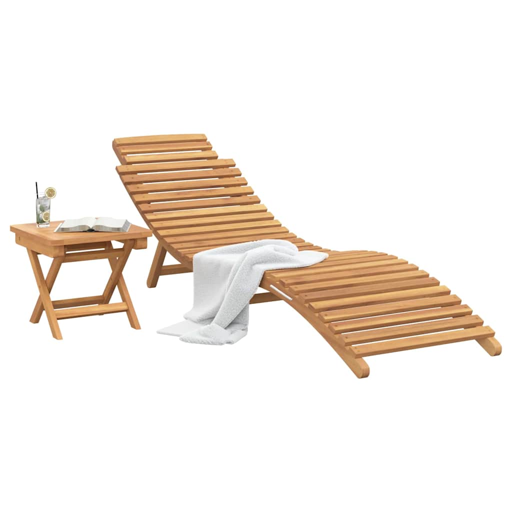 Saulės gultas 2 pcs Ruda Kieto teka medžio