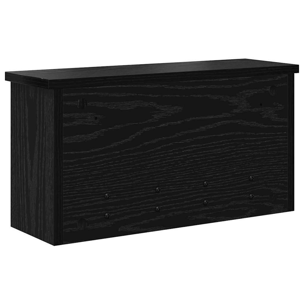 Wall-mounted coat rack with shelf black oak 50 x 16 x 26 cm