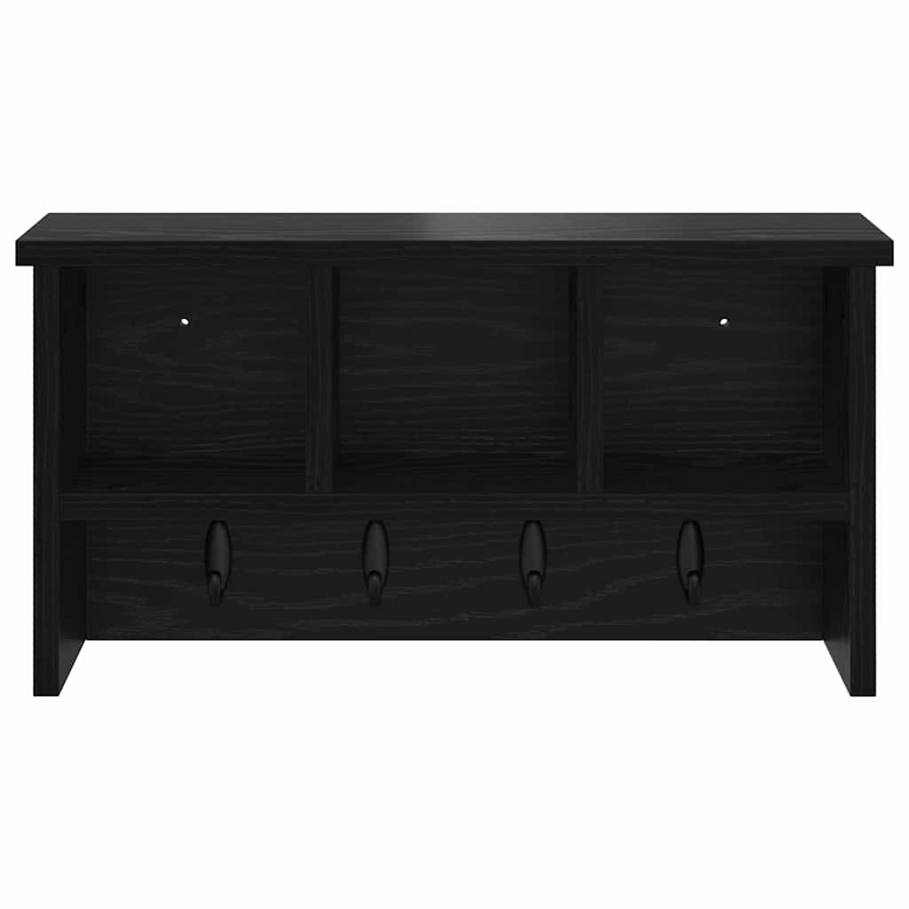 Wall-mounted coat rack with shelf black oak 50 x 16 x 26 cm