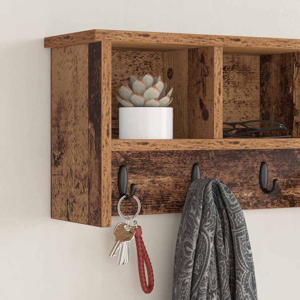 Wall-mounted coat rack with shelf Old wood 75 x 16 x 26 cm
