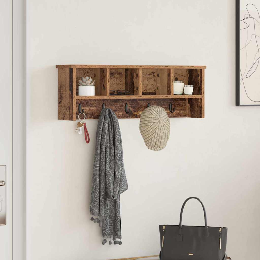 Wall-mounted coat rack with shelf Old wood 75 x 16 x 26 cm