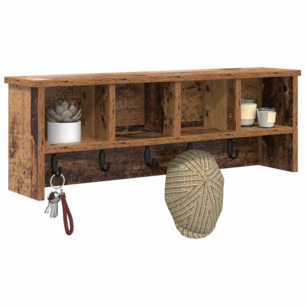 Wall-mounted coat rack with shelf Old wood 75 x 16 x 26 cm