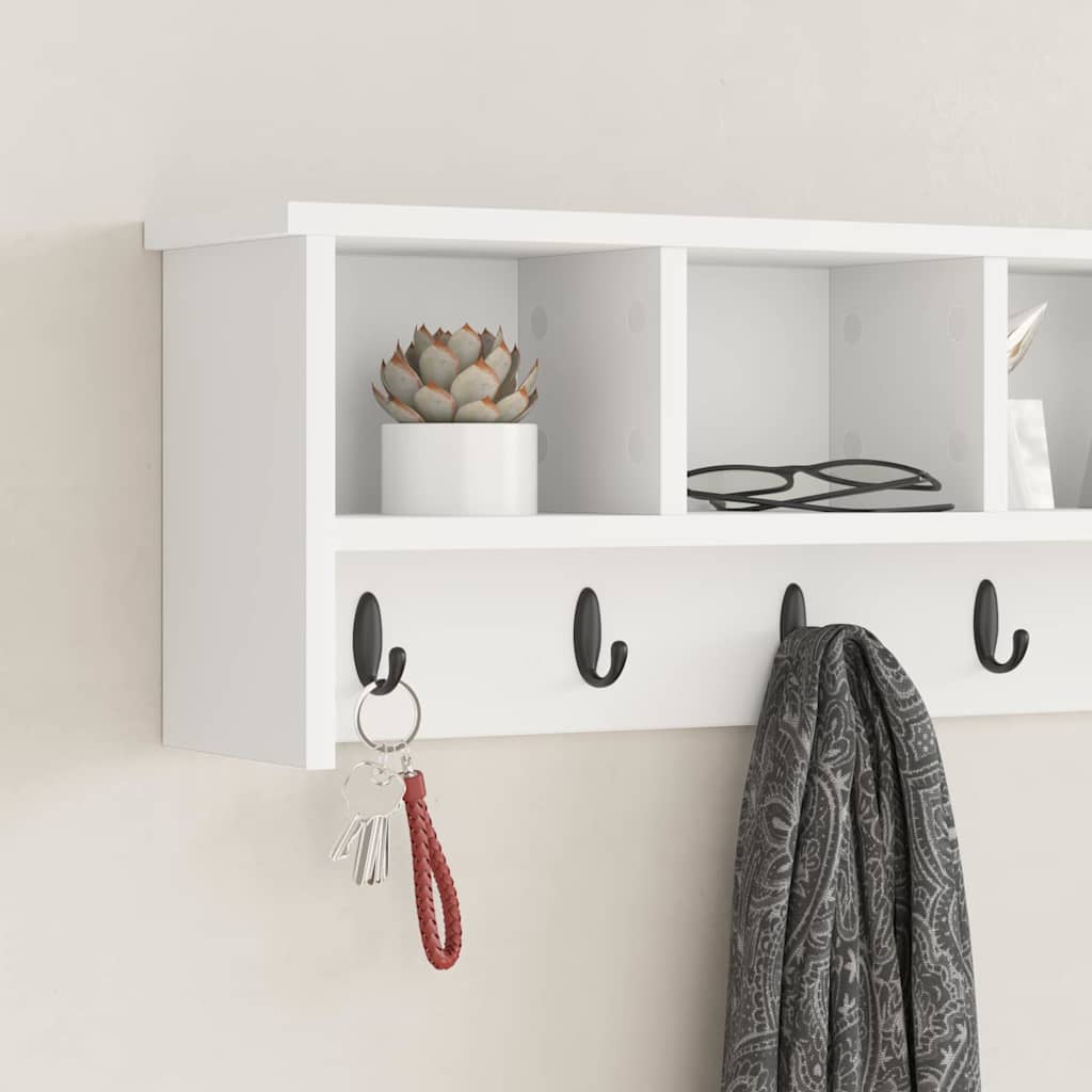 Wall Coat Rack White 100 x 16 x 26 cm Engineered Wood