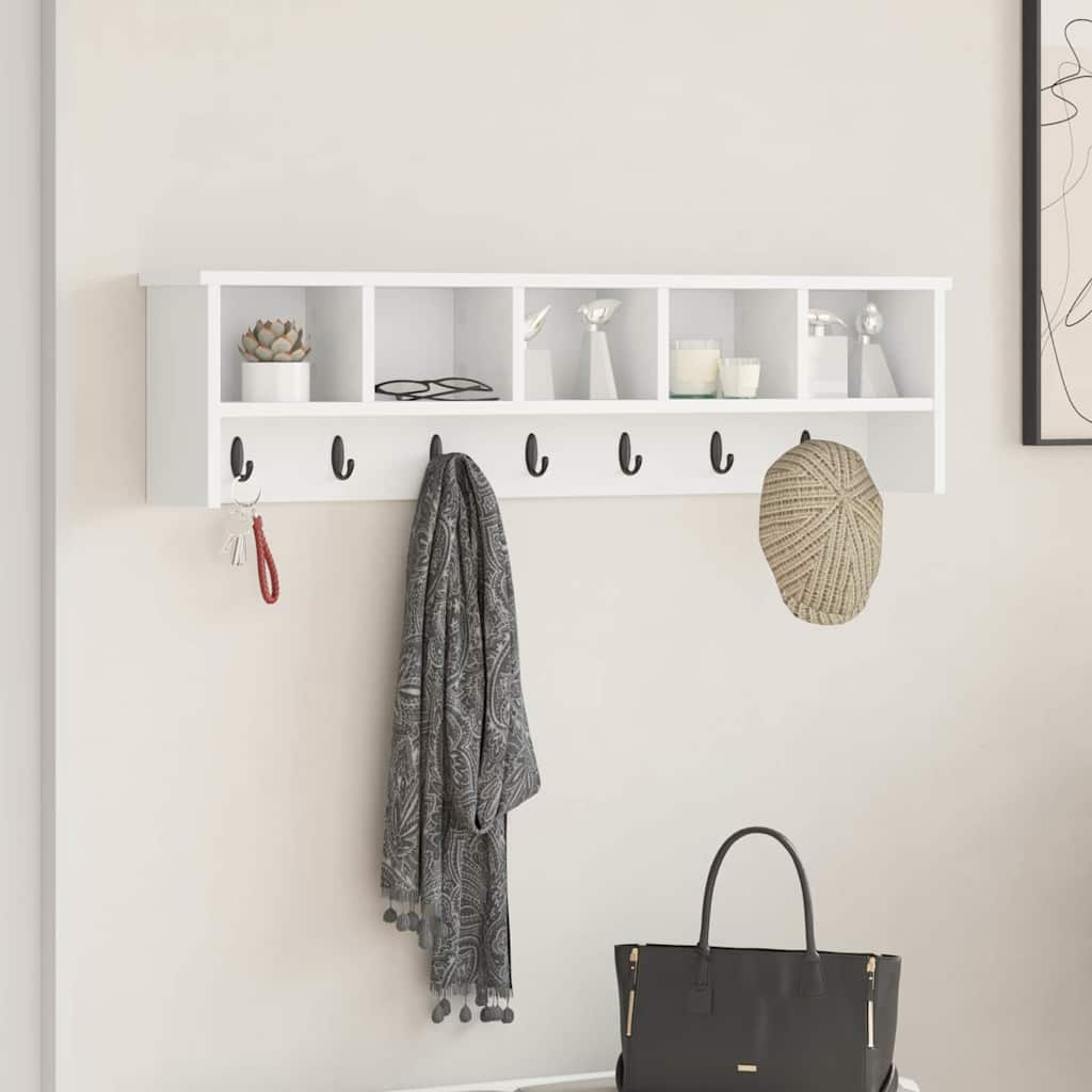 Wall Coat Rack White 100 x 16 x 26 cm Engineered Wood