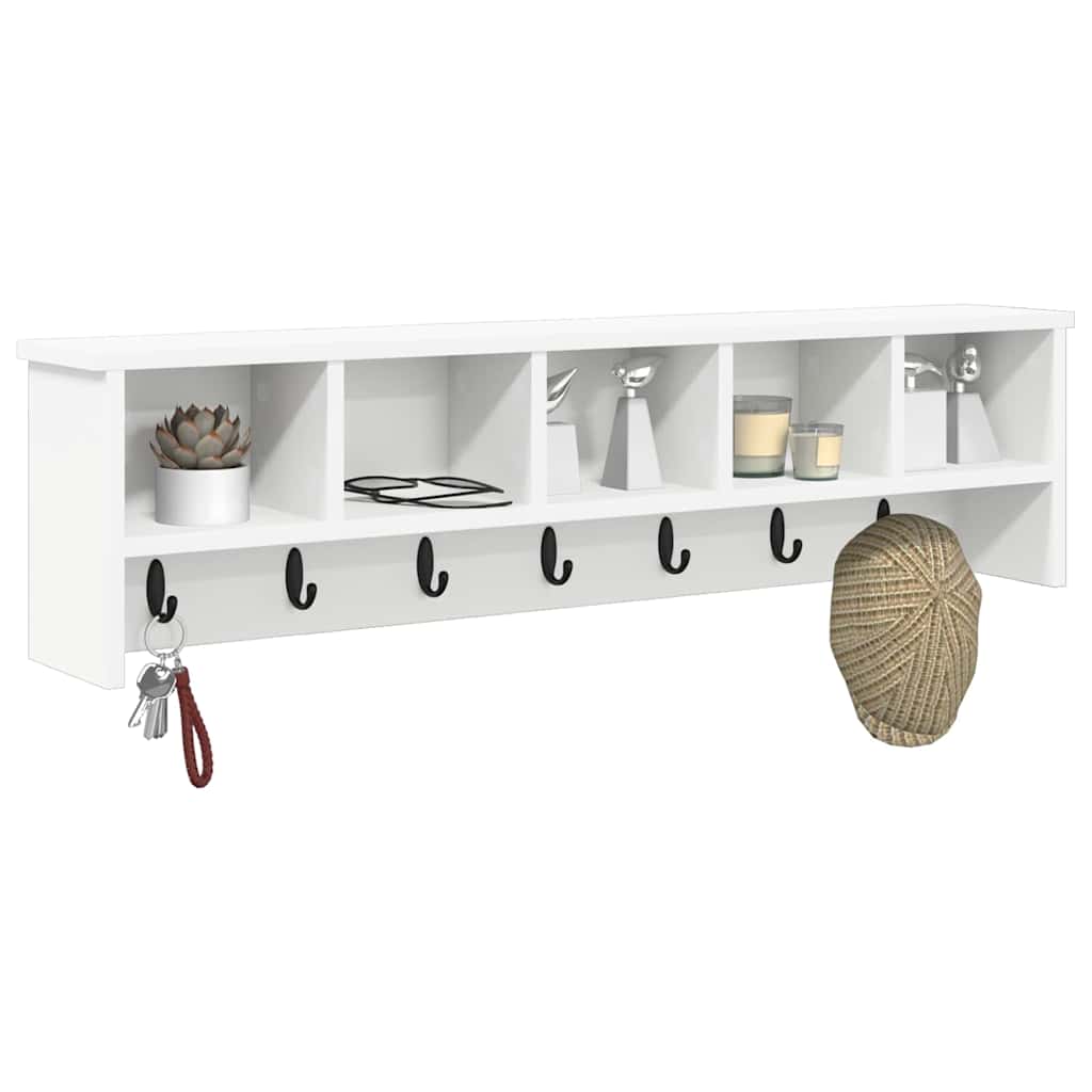 Wall Coat Rack White 100 x 16 x 26 cm Engineered Wood