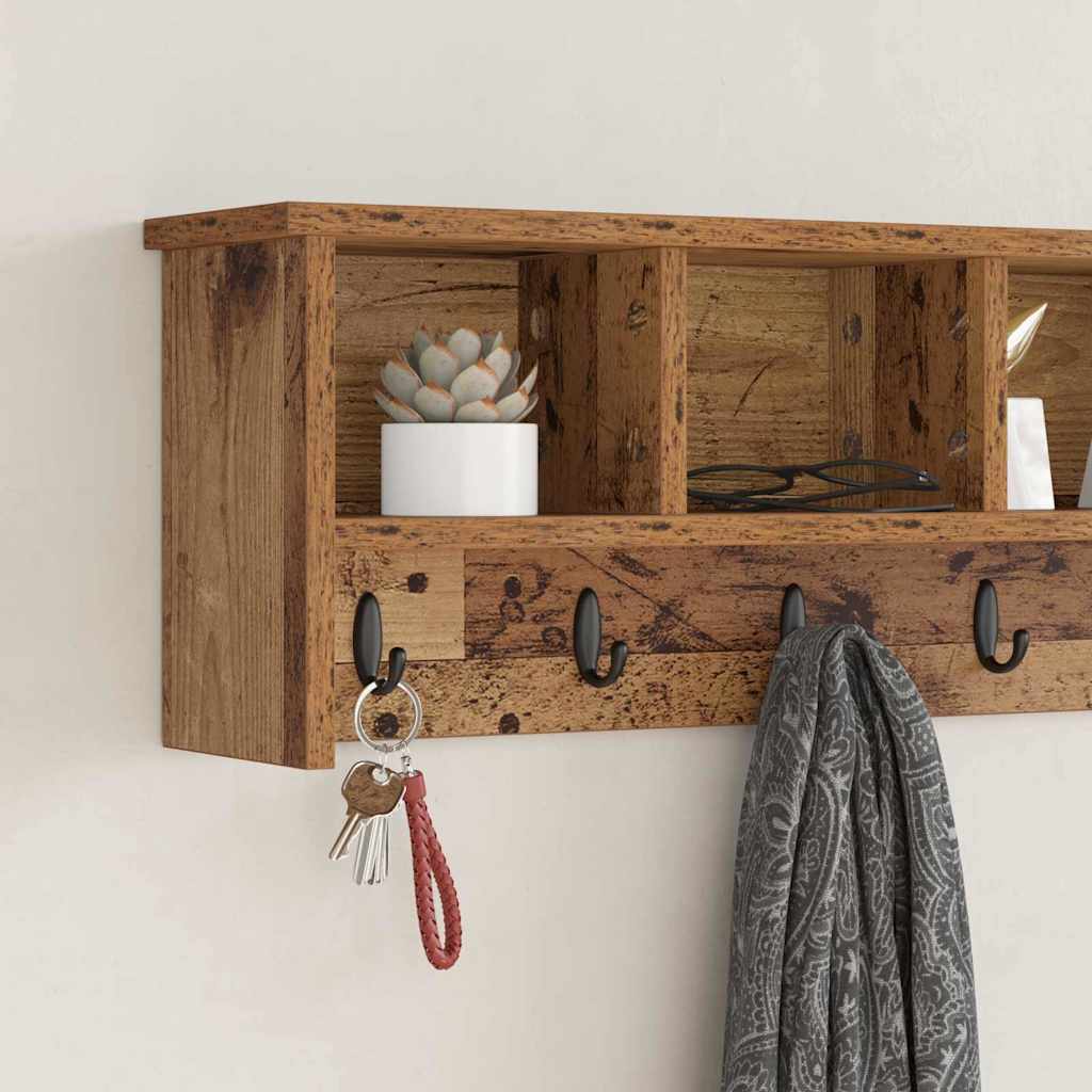 Coat rack with shelf Old wood 100 x 16 x 26 cm