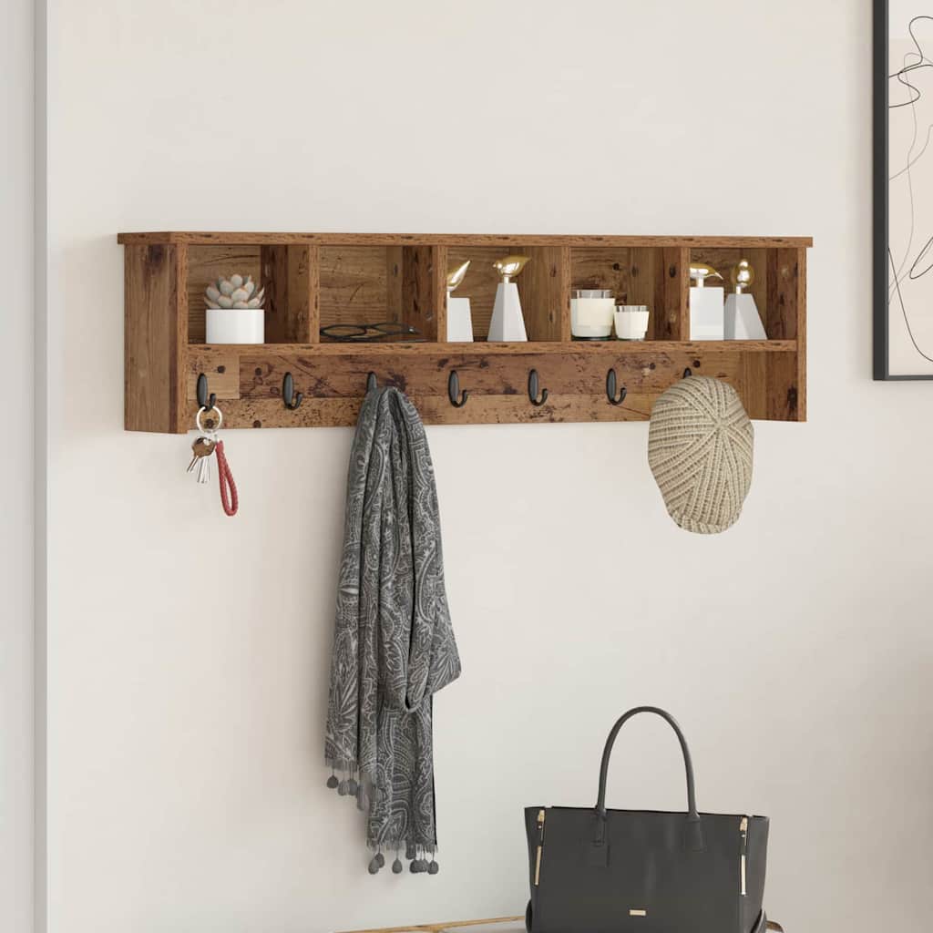 Coat rack with shelf Old wood 100 x 16 x 26 cm