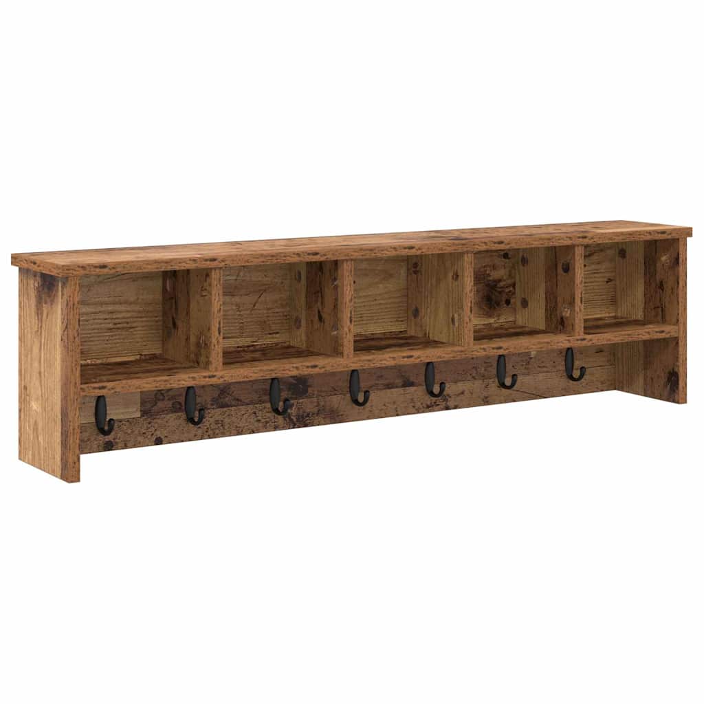 Coat rack with shelf Old wood 100 x 16 x 26 cm