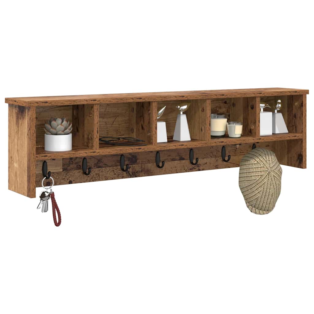 Coat rack with shelf Old wood 100 x 16 x 26 cm