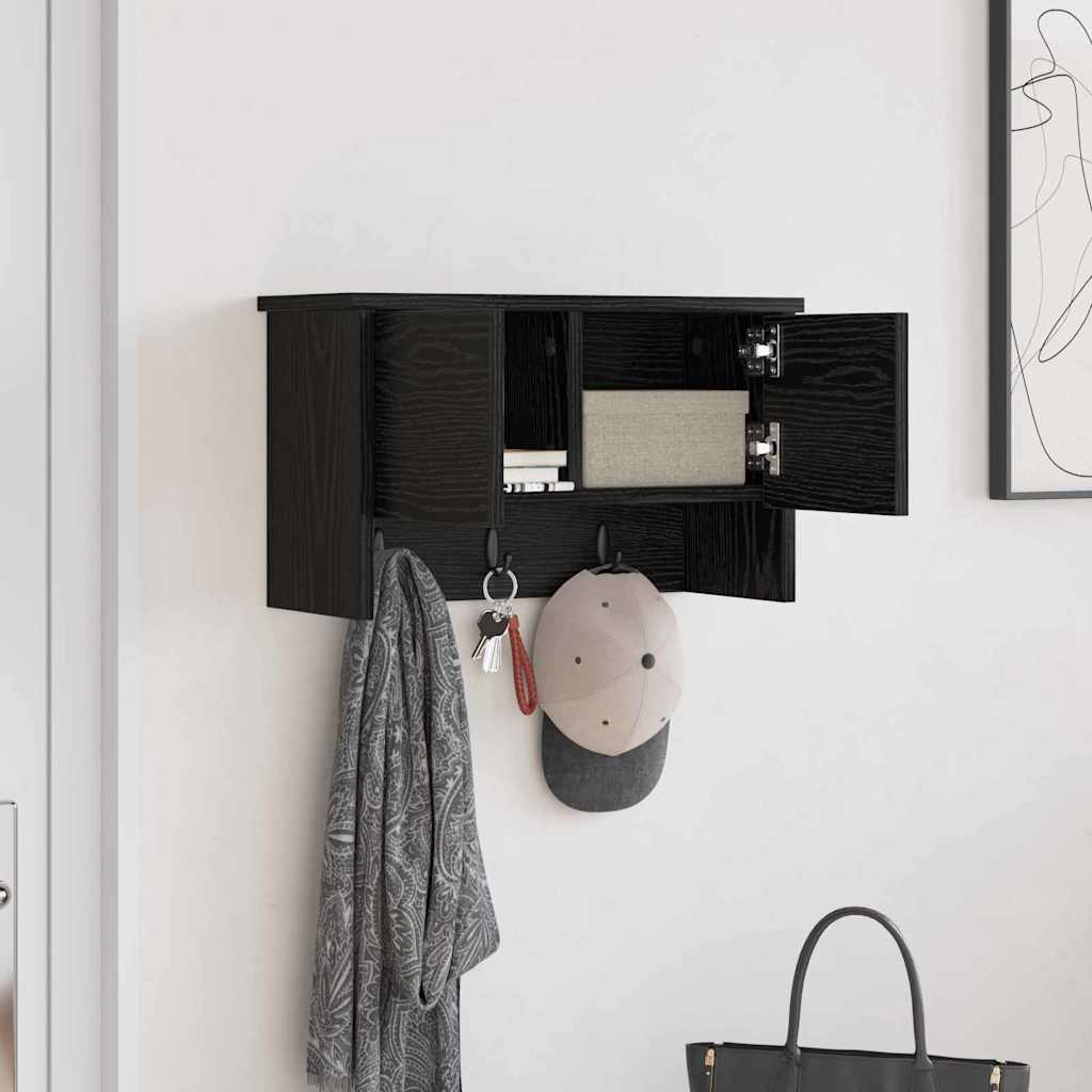 Prikabinamas paltas su lentyna juoda ąžuolo 50 x 20 x 30 cm