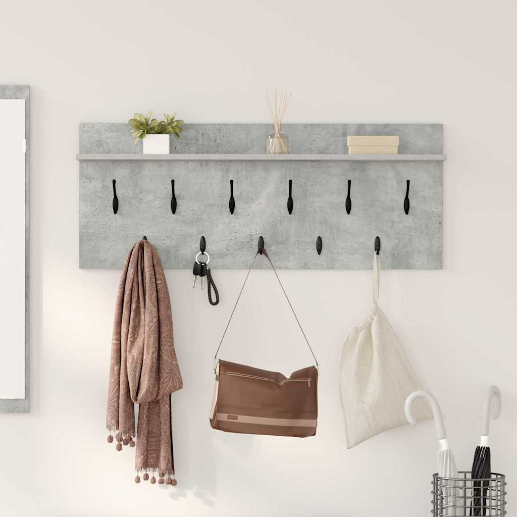 Pie sienas stiprināms apģērbu pakaramais ar plauktu Betona pelēks 100 x 40 x 12 cm