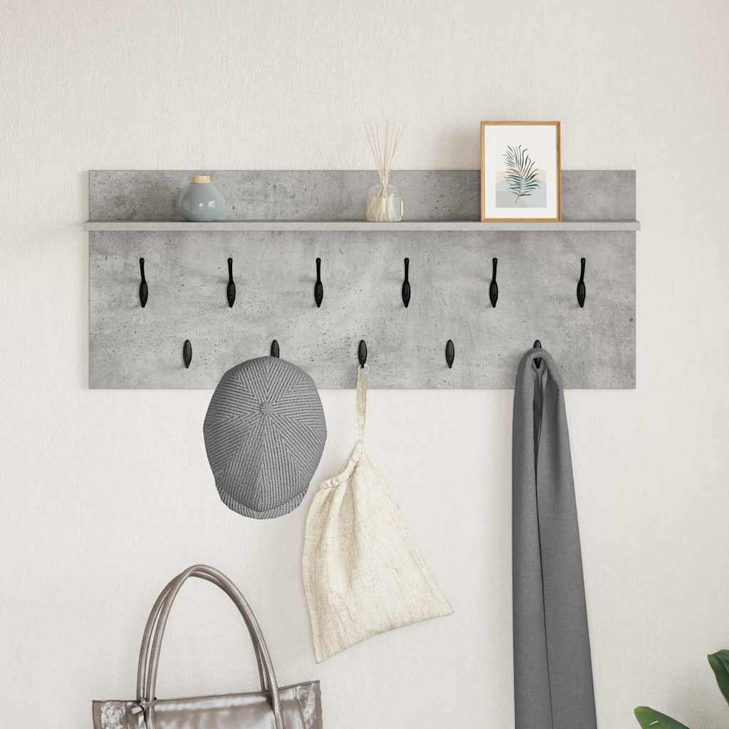 Pie sienas stiprināms apģērbu pakaramais ar plauktu Betona pelēks 100 x 40 x 12 cm