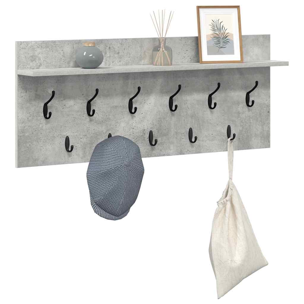 Pie sienas stiprināms apģērbu pakaramais ar plauktu Betona pelēks 100 x 40 x 12 cm