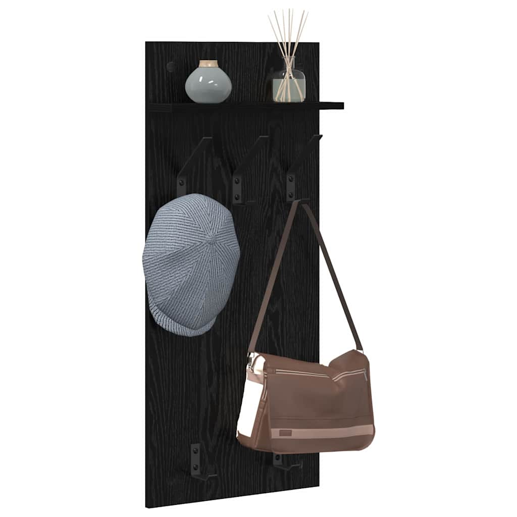 Prikabinamas paltas su lentyna Juodas ąžuolas 40 x 10 x 90 cm