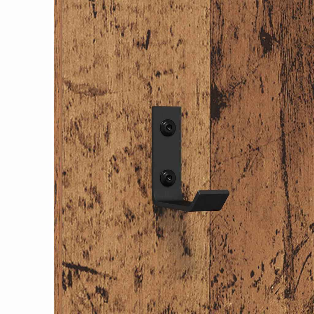 Hanging Coat Rack with Storage Old Wood 30 x 1.5 x 80 cm