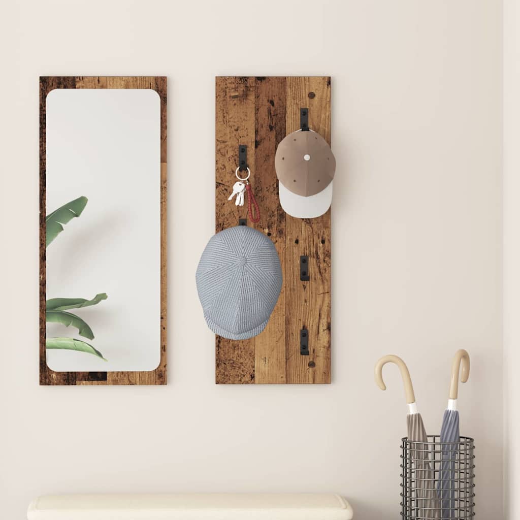 Hanging Coat Rack with Storage Old Wood 30 x 1.5 x 80 cm