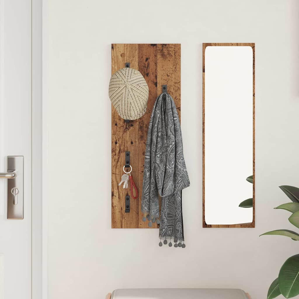 Hanging Coat Rack with Storage Old Wood 30 x 1.5 x 80 cm