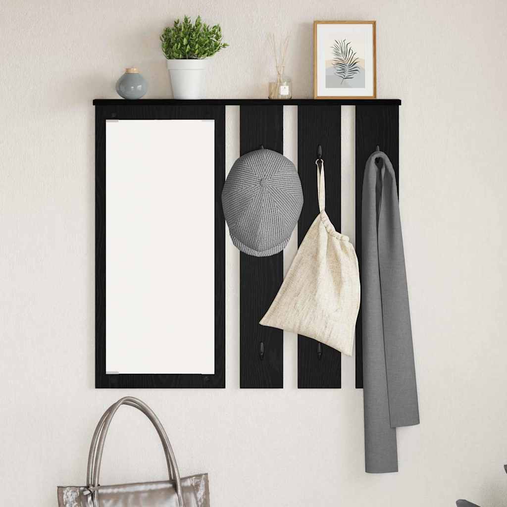 Coat rack with shelf black oak 84 x 10 x 80 cm