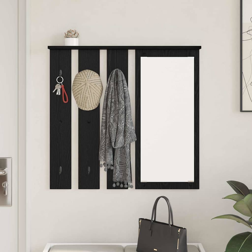 Coat rack with shelf black oak 84 x 10 x 80 cm
