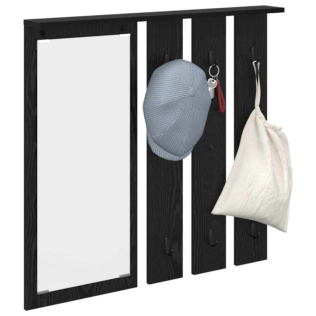 Coat rack with shelf black oak 84 x 10 x 80 cm