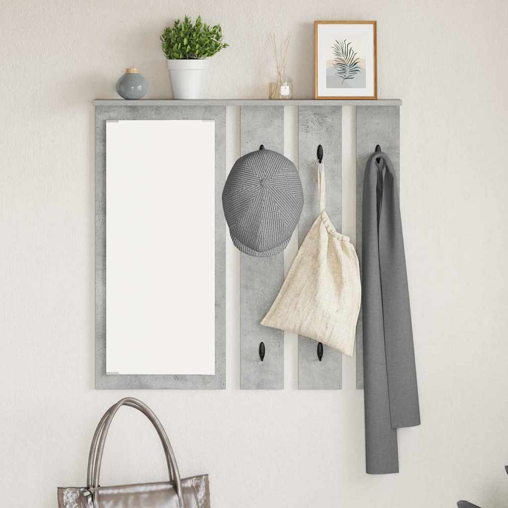 Wall-mounted coat rack with shelf Concrete grey 84 x 10 x 80 cm