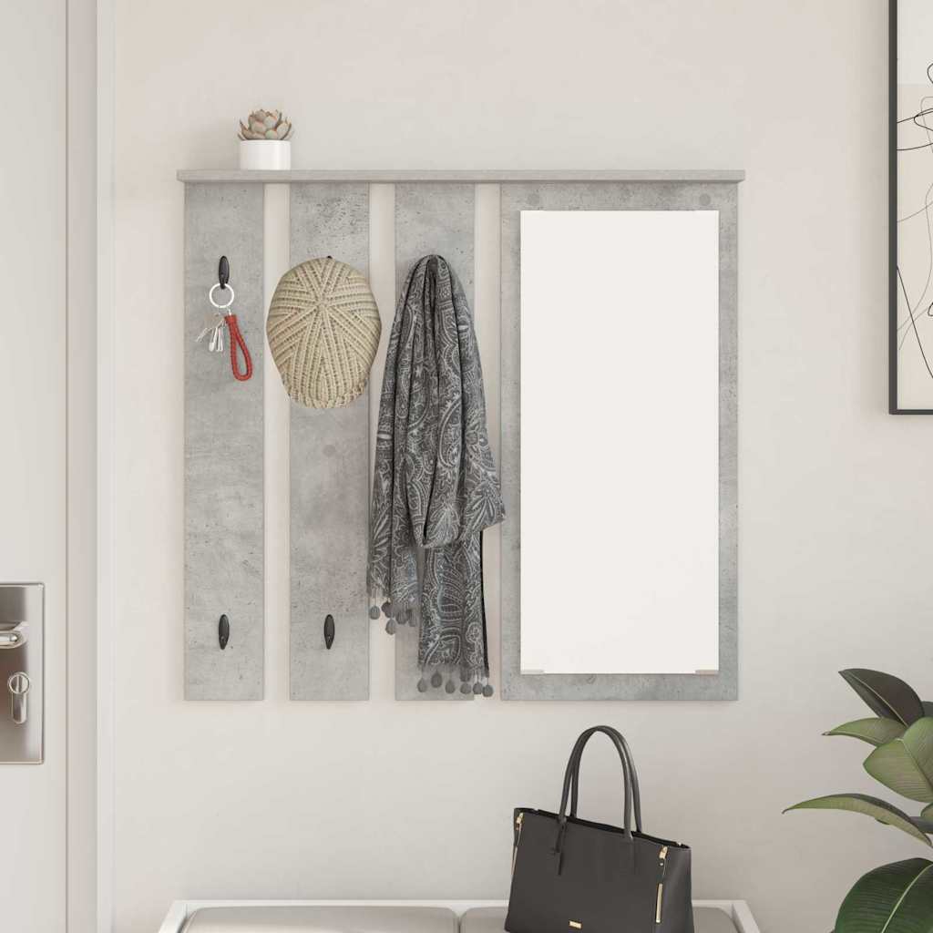 Wall-mounted coat rack with shelf Concrete grey 84 x 10 x 80 cm