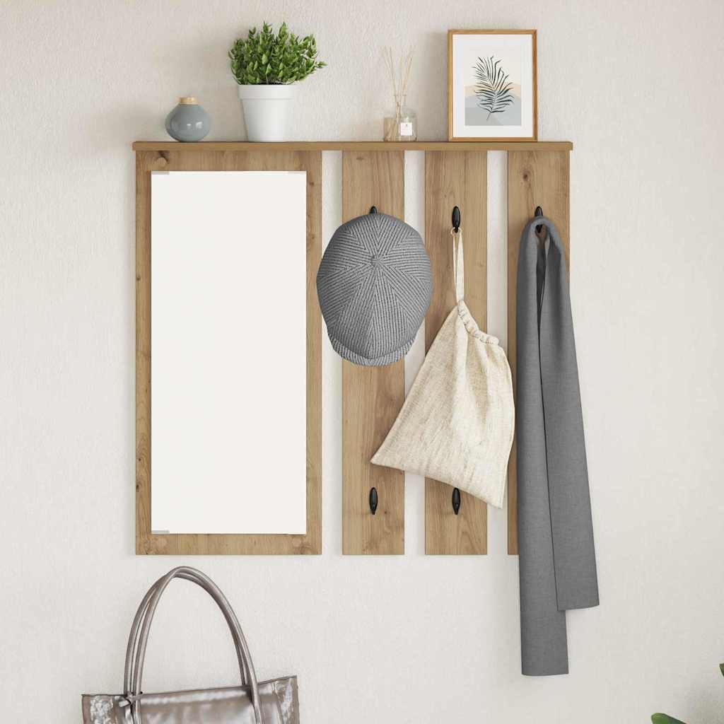 Wall-mounted coat rack with shelf artisan oak 84 x 10 x 80 cm