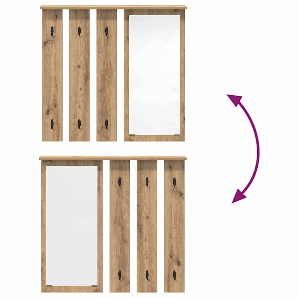 Wall-mounted coat rack with shelf artisan oak 84 x 10 x 80 cm