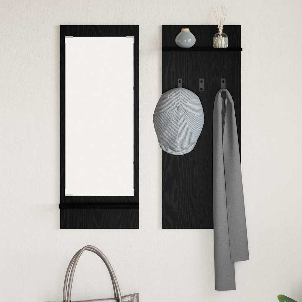 Wall-mounted coat rack with shelf black oak 70 x 10 x 90 cm