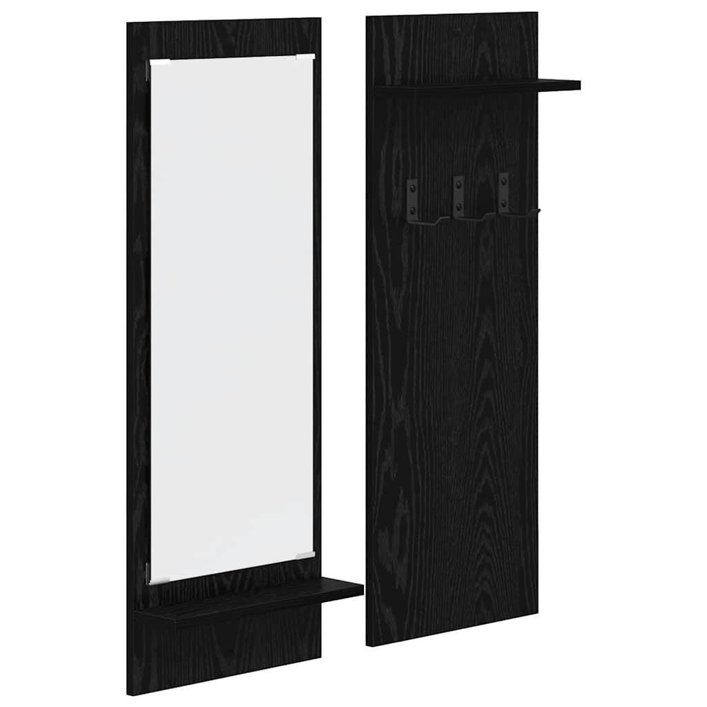 Wall-mounted coat rack with shelf black oak 70 x 10 x 90 cm