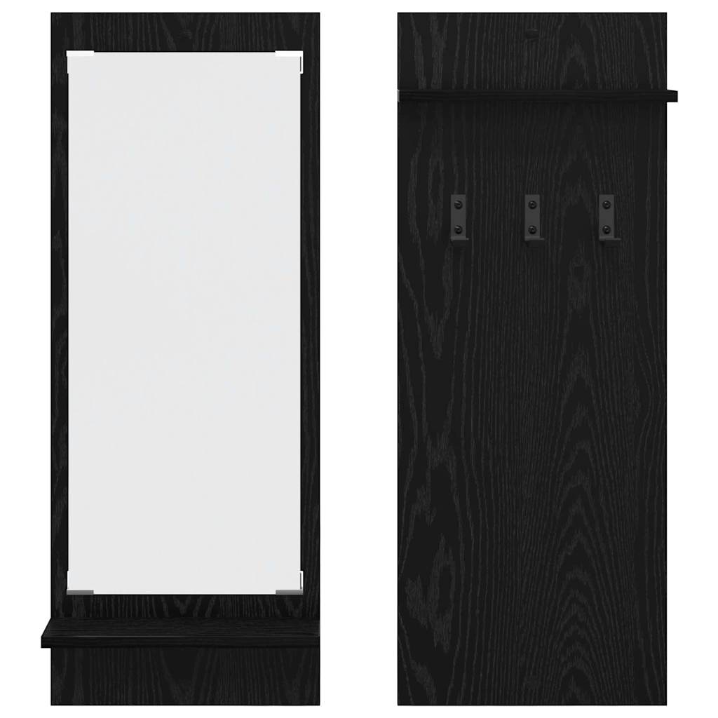 Wall-mounted coat rack with shelf black oak 70 x 10 x 90 cm