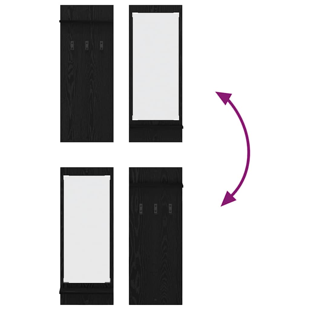 Wall-mounted coat rack with shelf black oak 70 x 10 x 90 cm