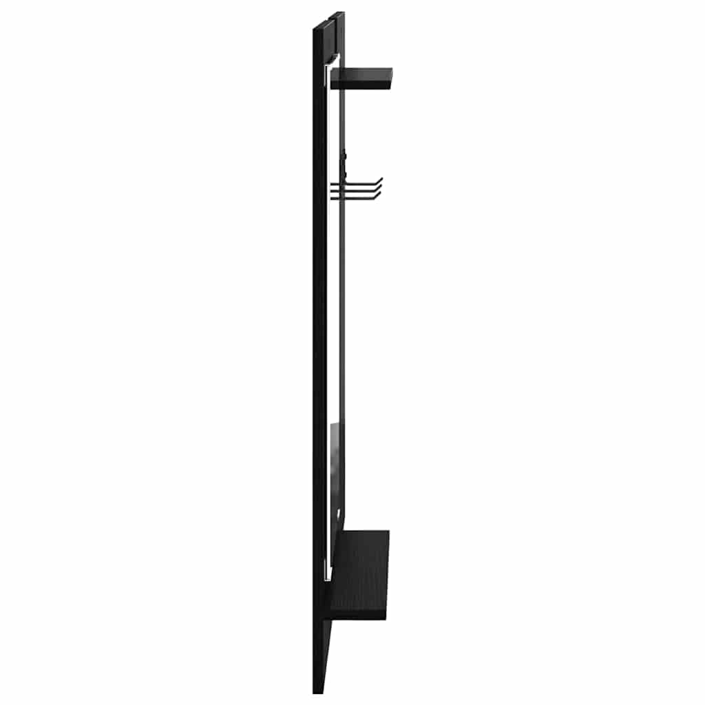 Wall-mounted coat rack with shelf black oak 70 x 10 x 90 cm