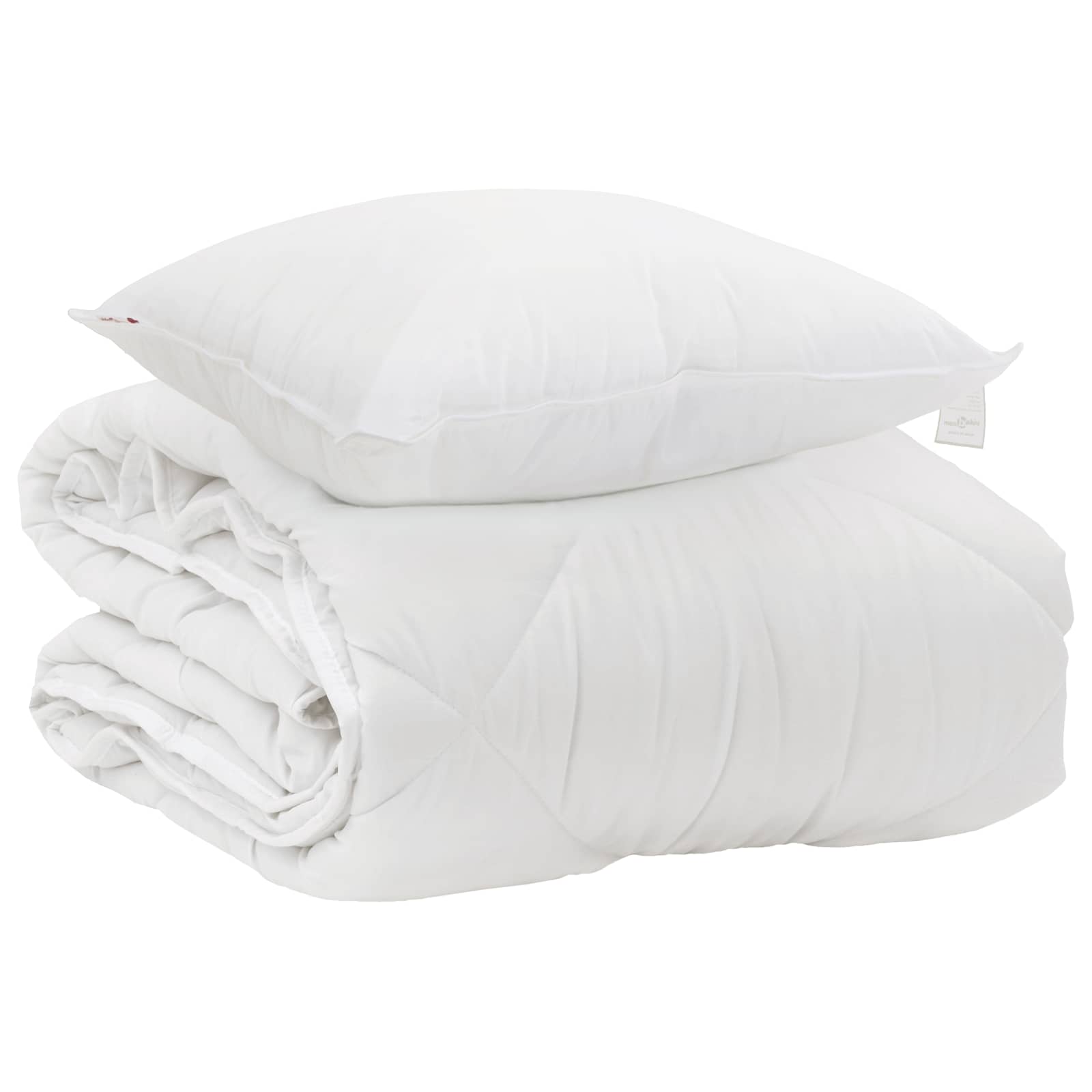 All-Season Duvet and Pillow Set, 2 pcs, White Microfiber