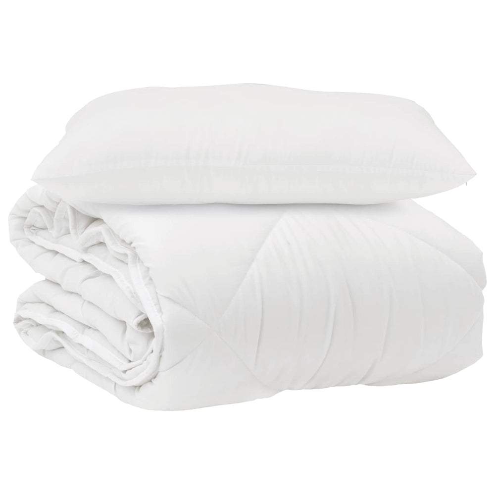 Duvet and pillow 2 pcs White Microfiber