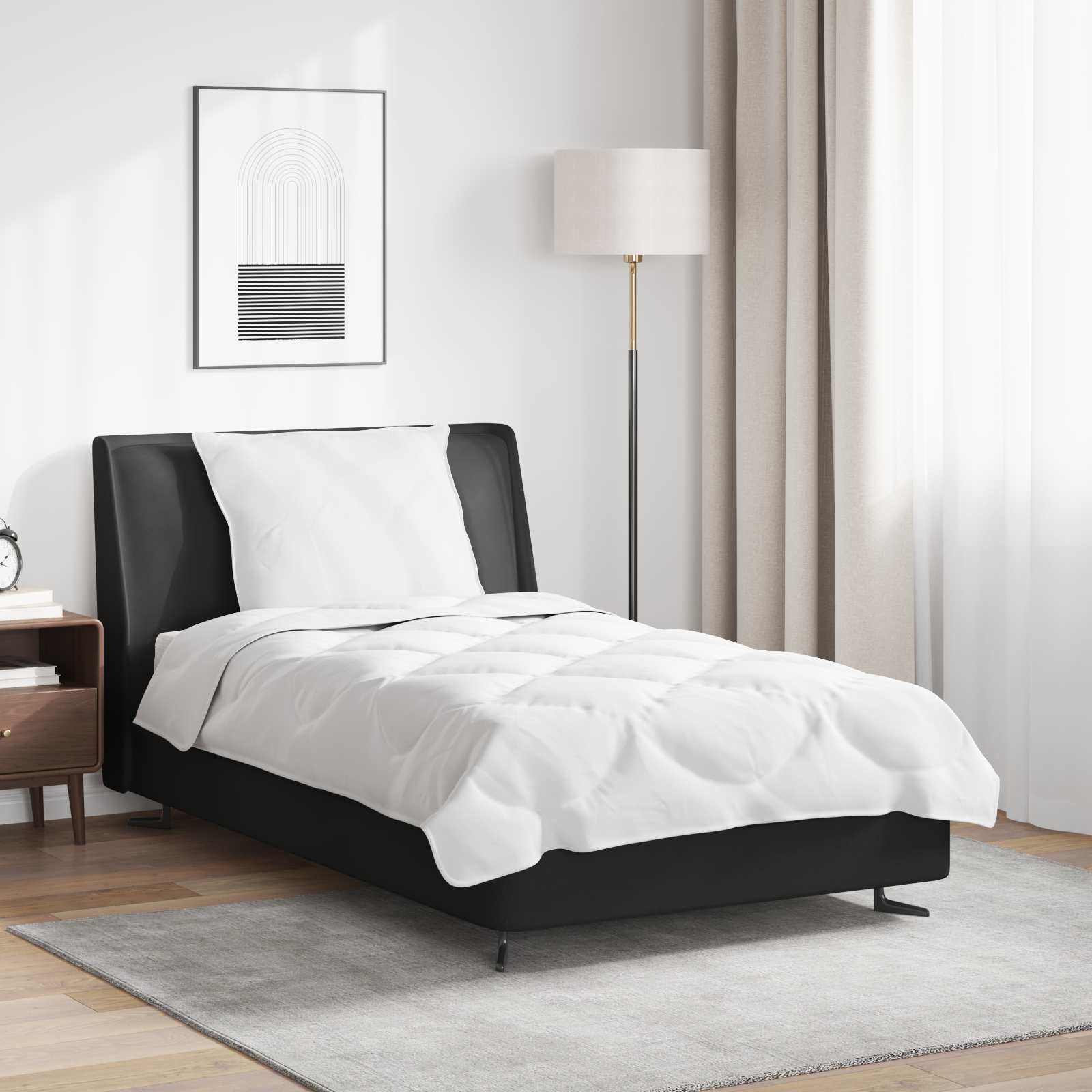 Duvet and pillow set, 2 pcs, White, Microfibre
