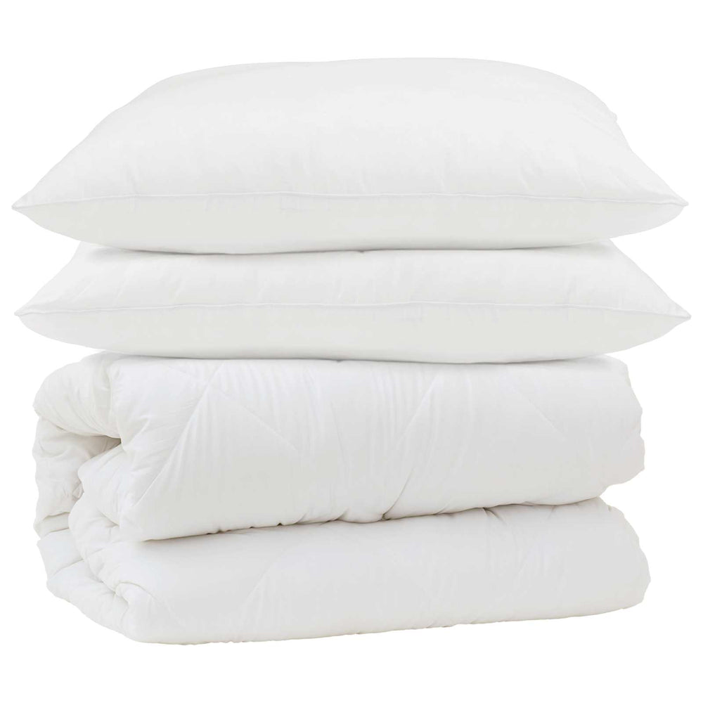 Duvet Set 3 pcs White Microfiber and Down Feather
