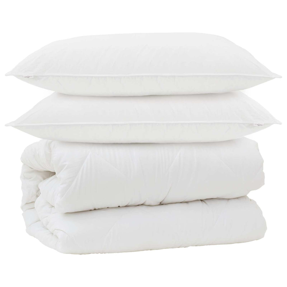 Duvet with Pillows with Cushion 3 pcs White Microfiber