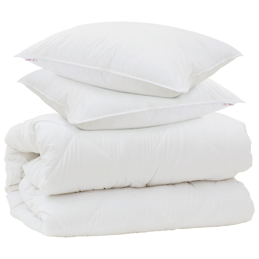 Duvet with Pillows with Cushion 3 pcs White Microfiber