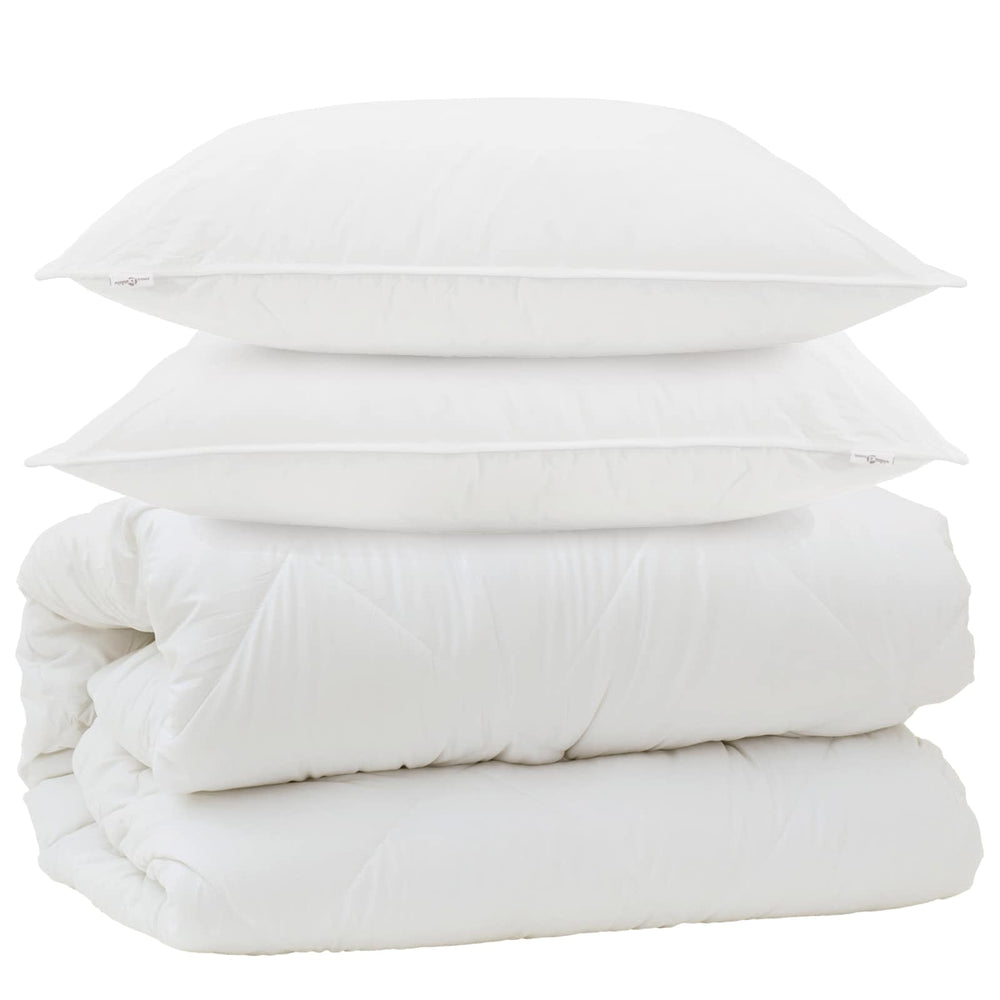 Duvet with Pillows with Cushion 3 pcs White Microfiber