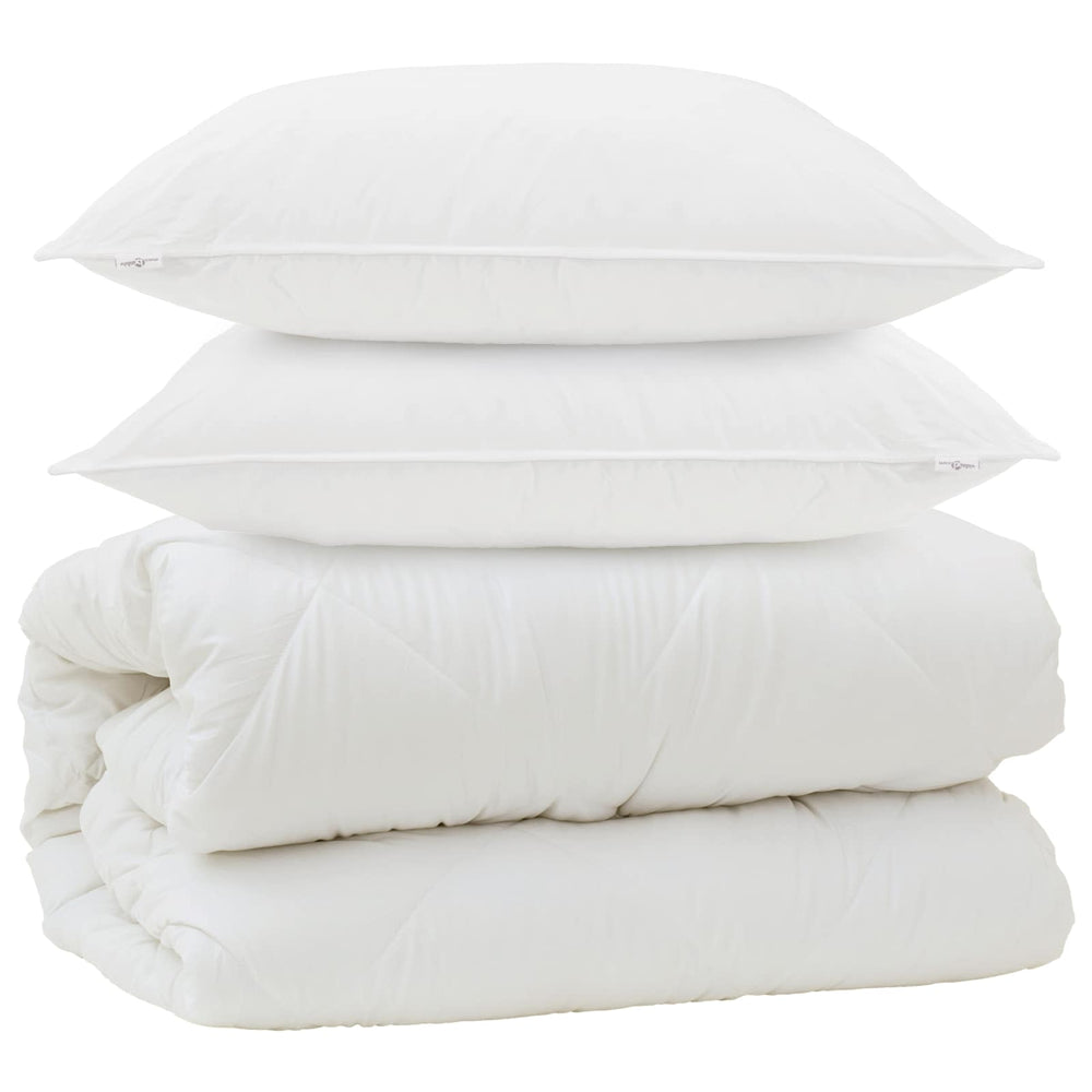 Duvet with Pillows with Cushion 3 pcs White Microfiber