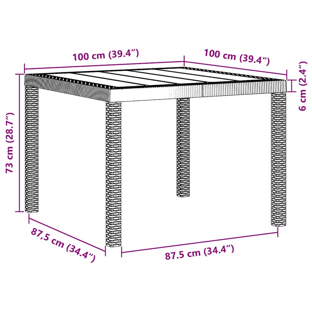 Sodo stalas Balta 100 x 100 x 73 cm poliratanas