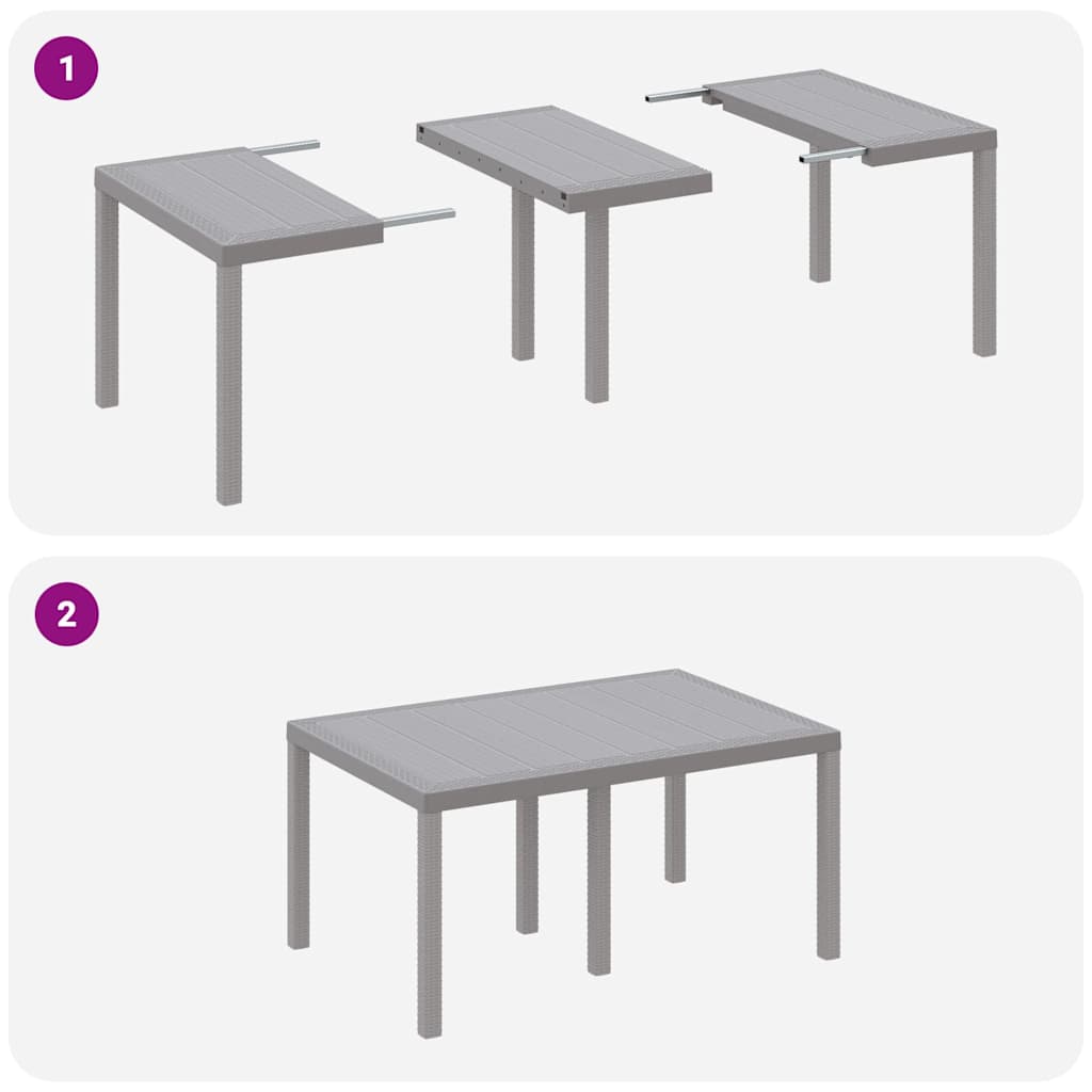 Sodo stalas Šviesiai pilka 150 x 100 x 73 cm poliratanas