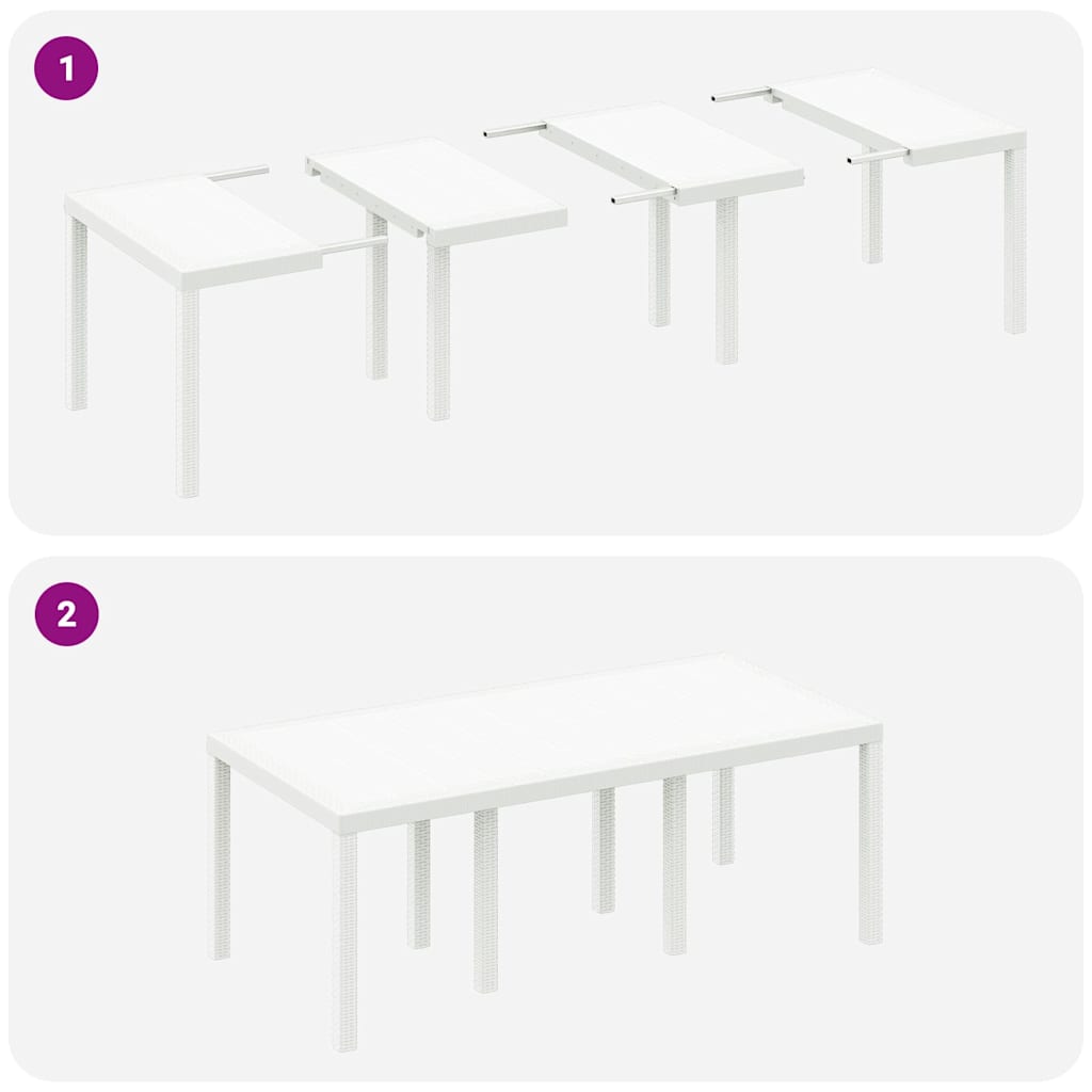 Dārza galds Balts 200 x 100 x 73 cm poliuretāns