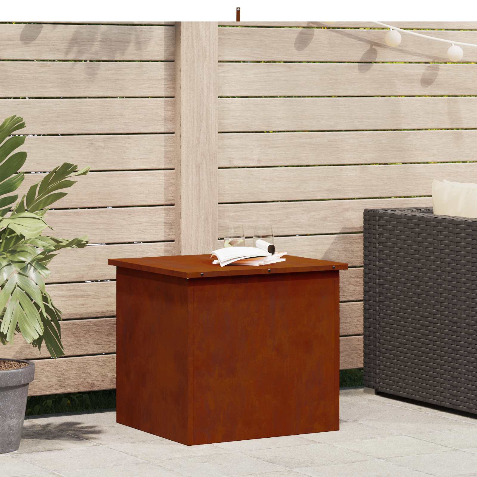 Outdoor Storage Box Rusty 55 x 50.5 x 50 cm Steel